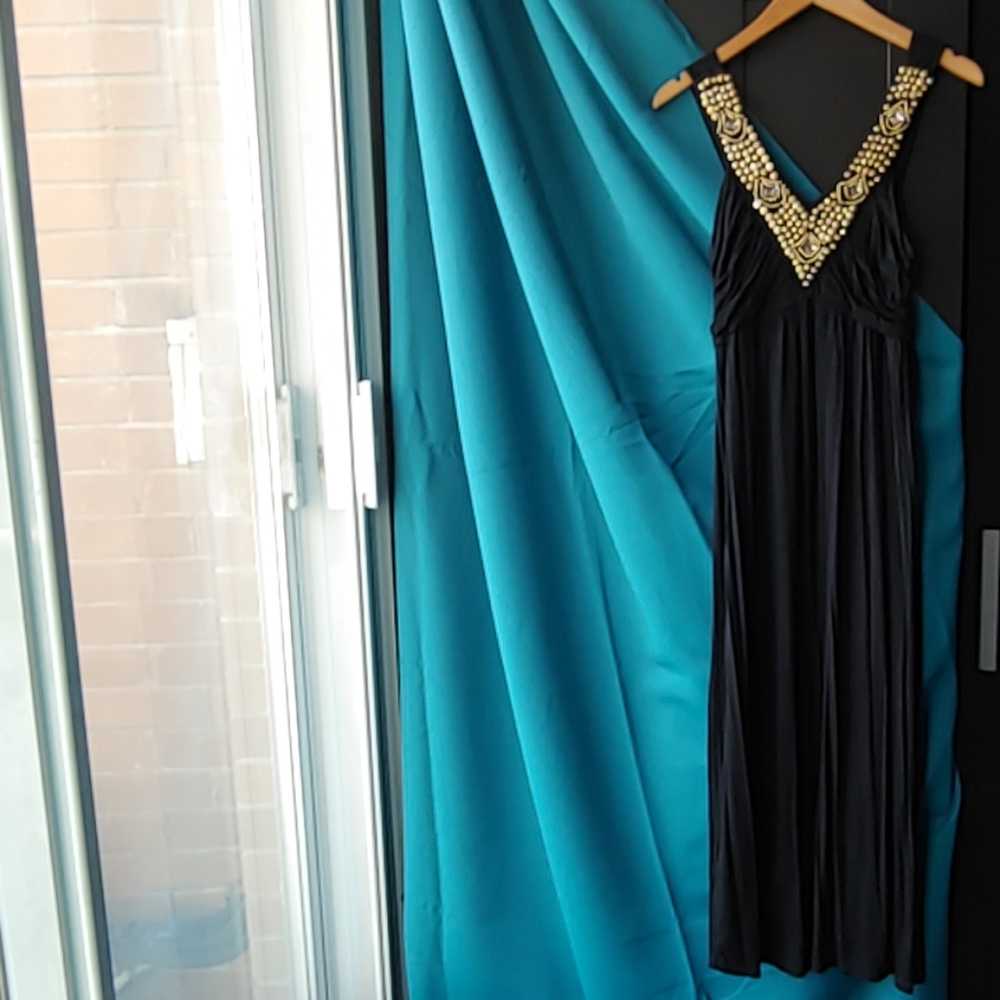 DKNY Jeweled Collar Black Maxi